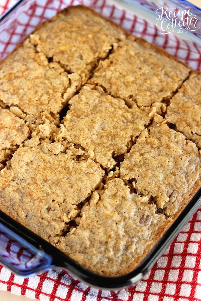 Apple Oatmeal Breakfast Cake - An easy and delicious breakfast or snack idea filled with shredded apples and oatmeal.  It's perfect for back to school! 