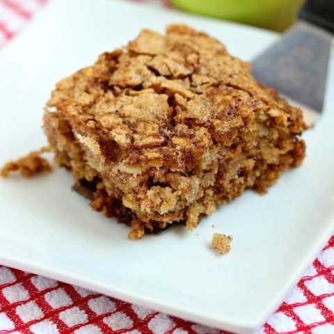 Apple Oatmeal Breakfast Cake - An easy and delicious breakfast or snack idea filled with shredded apples and oatmeal.  It's perfect for back to school! 