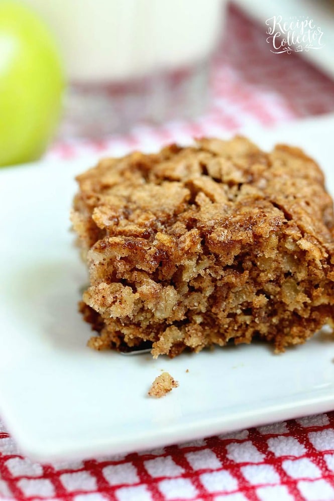 Apple Oatmeal Breakfast Cake - An easy and delicious breakfast or snack idea filled with shredded apples and oatmeal.  It's perfect for back to school! 