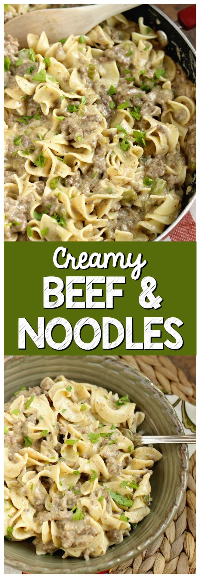 Creamy Beef Noodles - A quick and easy ground beef dinner recipe that is DELICIOUS!  You will want to share this recipe with your friends for sure!