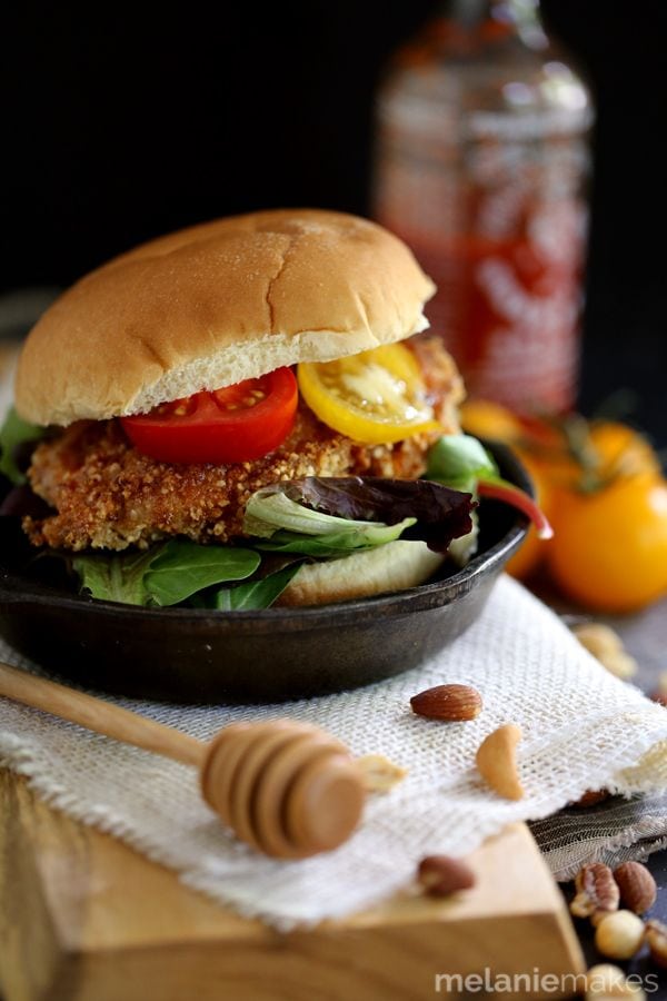 Honey Sriracha Nut Oven-Fried Chicken