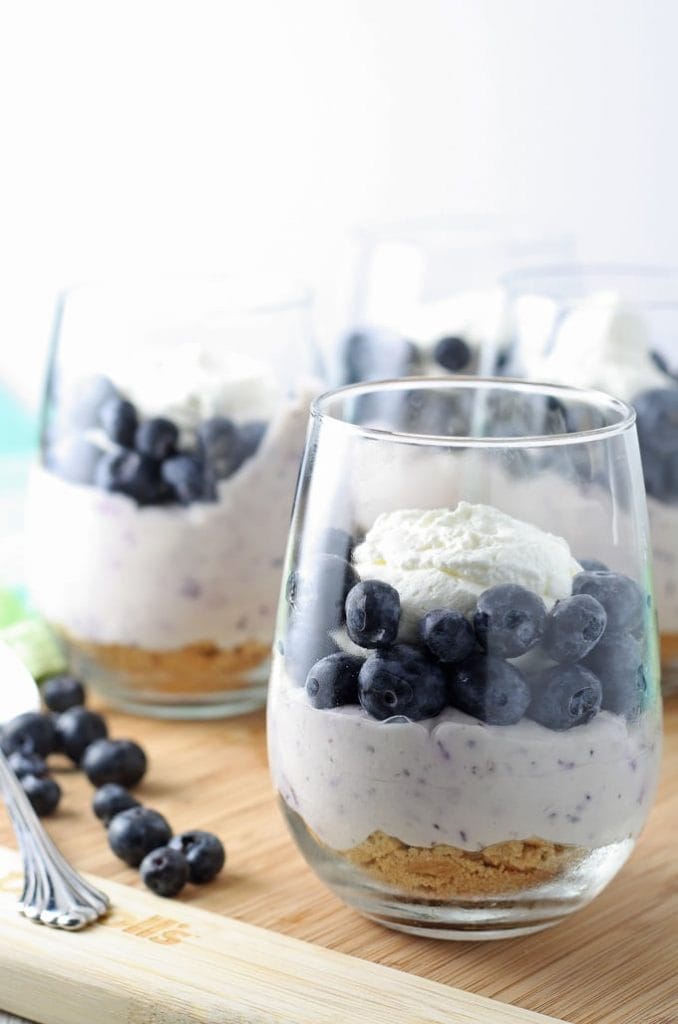 Individual No Bake Blueberry Cheesecakes