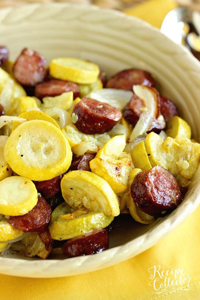 Sheet Pan Roasted Sausage and Squash - A quick and easy recipe with only a few ingredients.  It's perfect as a main dish or a side dish recipe.