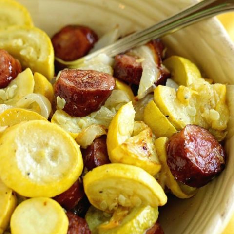Sheet Pan Roasted Sausage and Squash - A quick and easy recipe with only a few ingredients.  It's perfect as a main dish or a side dish recipe.