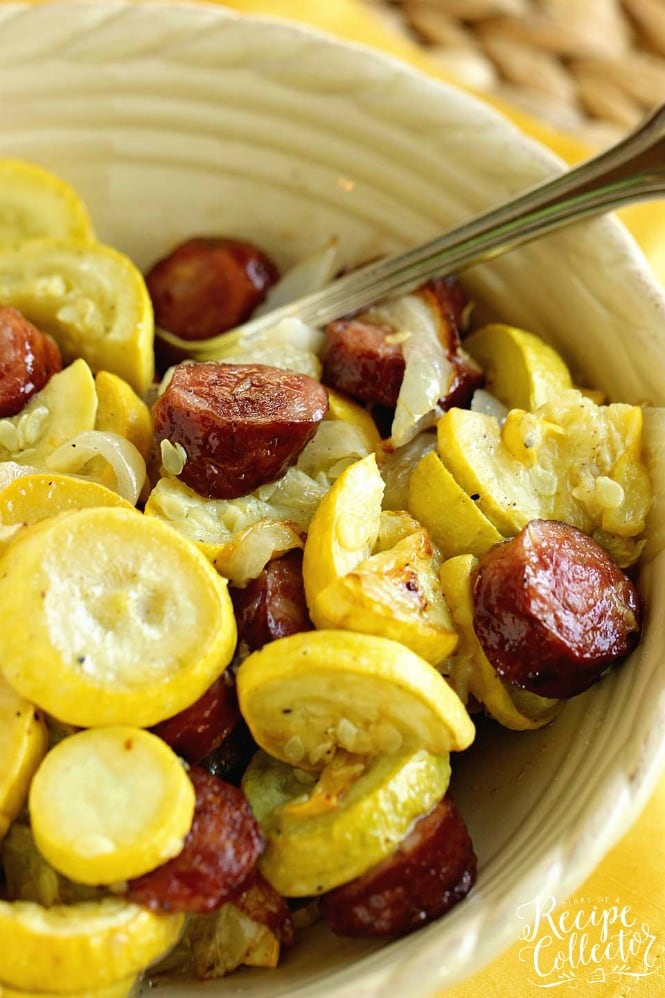 Sheet Pan Roasted Sausage and Squash - A quick and easy recipe with only a few ingredients.  It's perfect as a main dish or a side dish recipe.