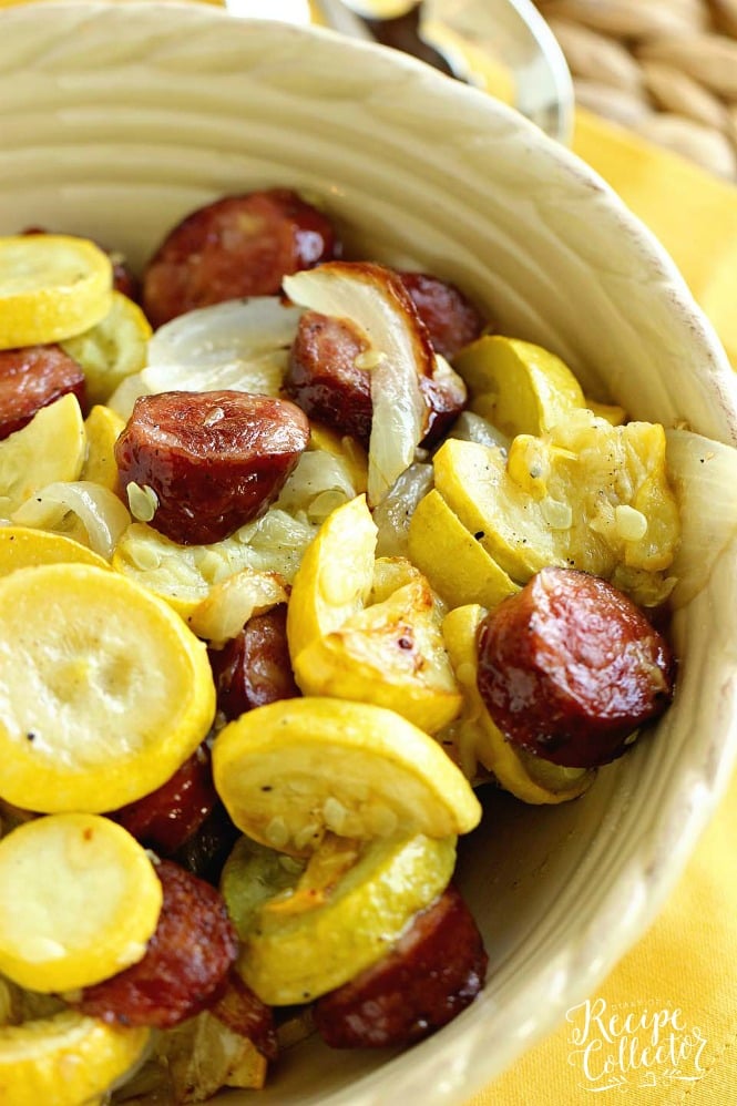 Sheet Pan Roasted Sausage and Squash - A quick and easy recipe with only a few ingredients.  It's perfect as a main dish or a side dish recipe.