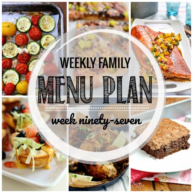 Weekly Family Meal Plan- Featuring several main dishes, a side dish, a soup, a breakfast, and two desserts!