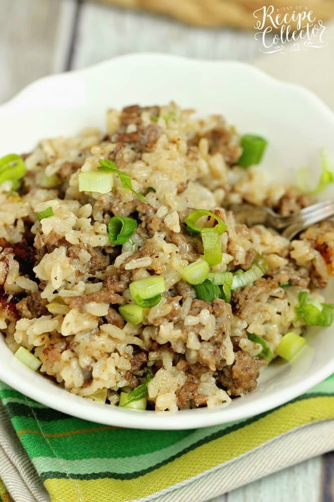 Best Rice Dressing - The perfect side dish to barbecues and baked ham, turkey, and chicken is rice dressing!  This recipe is delicious, easy, and feeds a crowd.