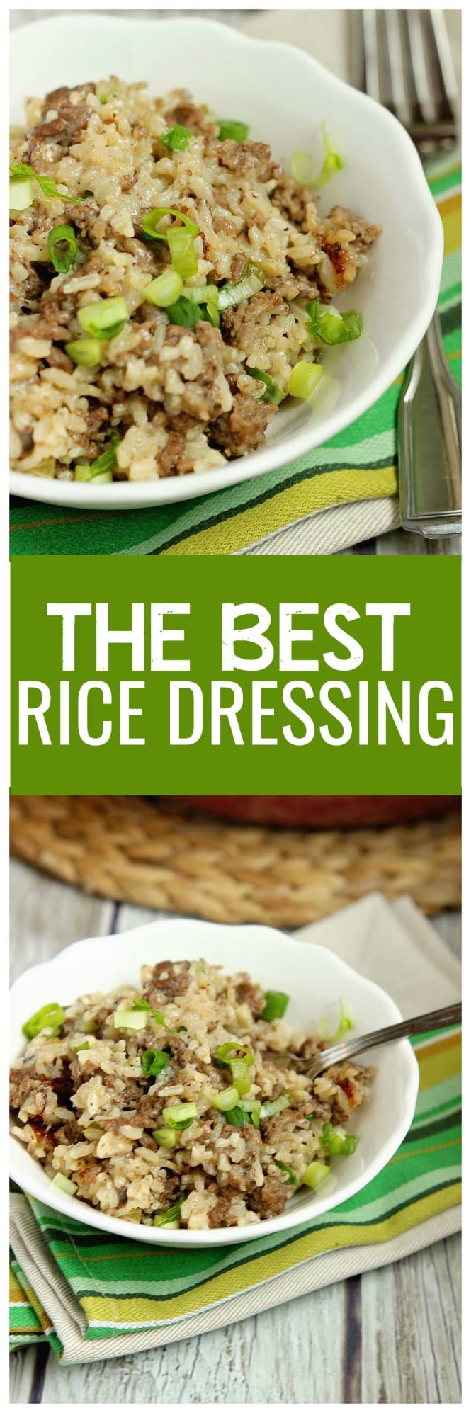 Best Rice Dressing - The perfect side dish to barbecues and baked ham, turkey, and chicken is rice dressing!  This recipe is delicious, easy, and feeds a crowd.