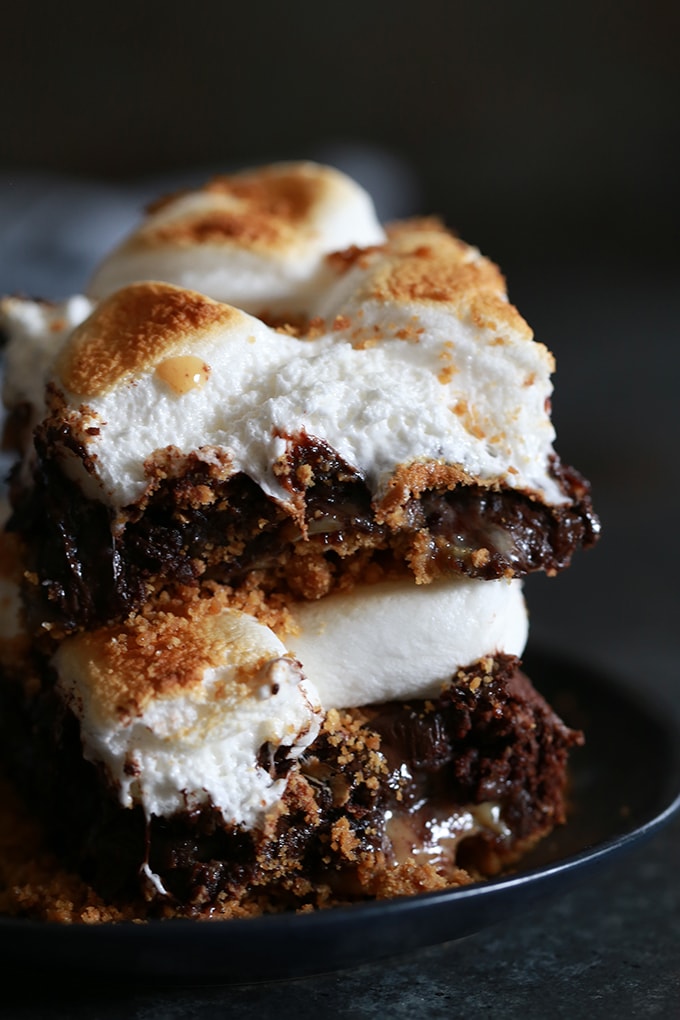 Dulce De Leche Swirl S'mores Brownies