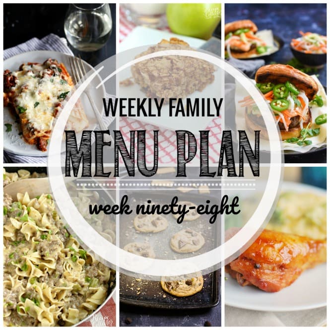 Weekly Family Meal Plan- Featuring several main dishes, a side dish, a soup, a breakfast, and two desserts!