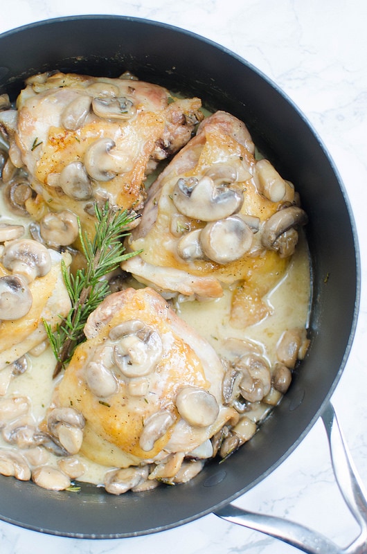 Chicken Thighs with Creamy Rosemary Mushrooms