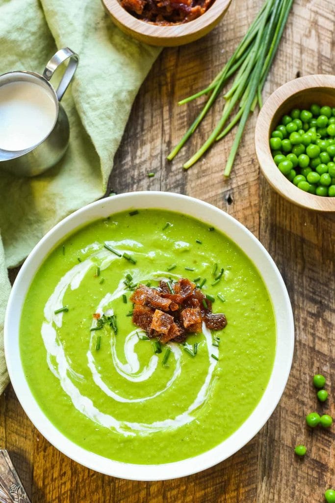 Green Pea Soup with Candied Bacon