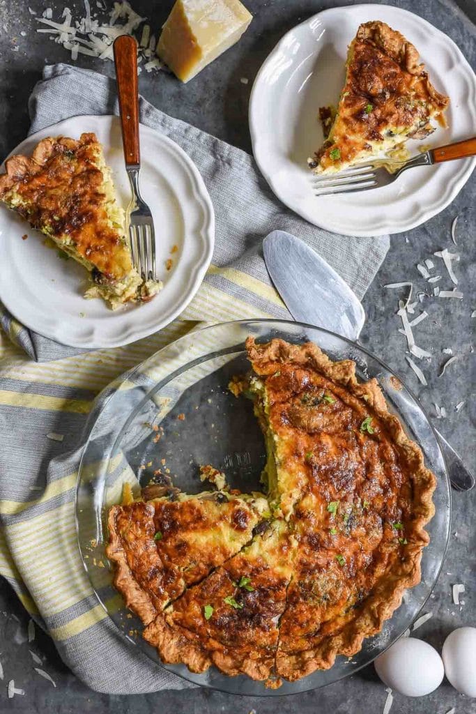 Mushroom & Leek Quiche with Gruyere