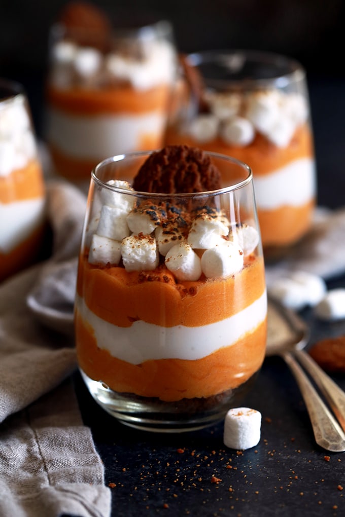 Gingersnap Sweet Potato Mousse with Homemade Marshmallow Fluff