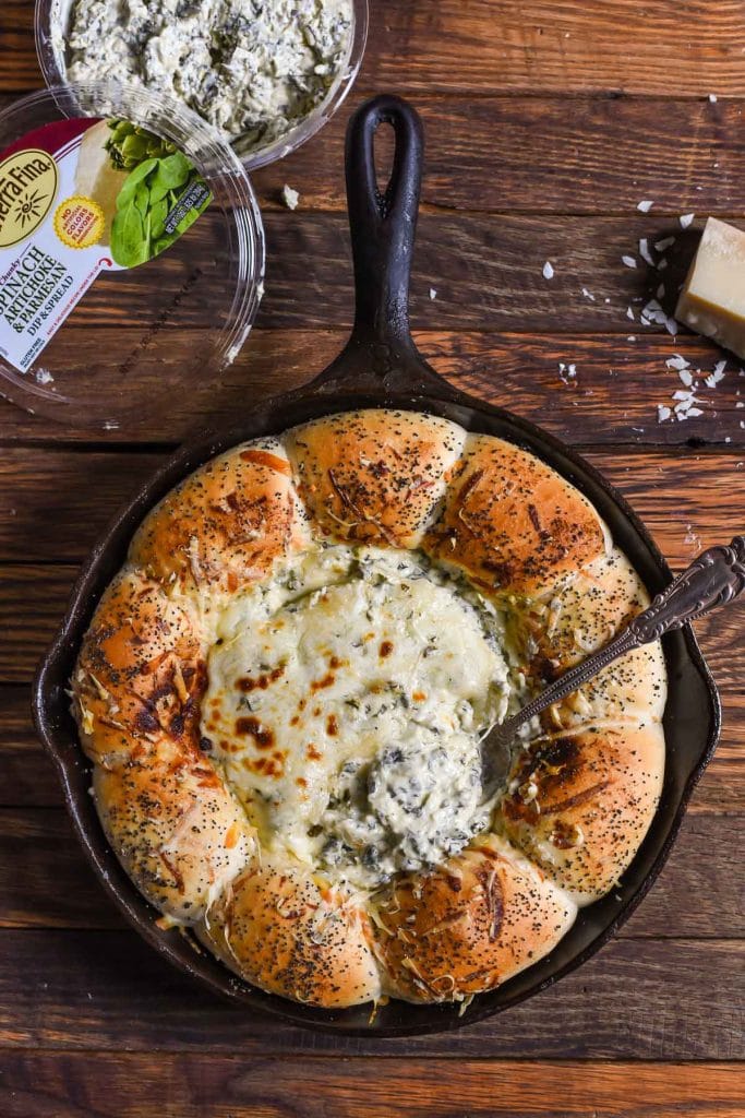 Skillet Bread and Spinach & Artichoke Dip