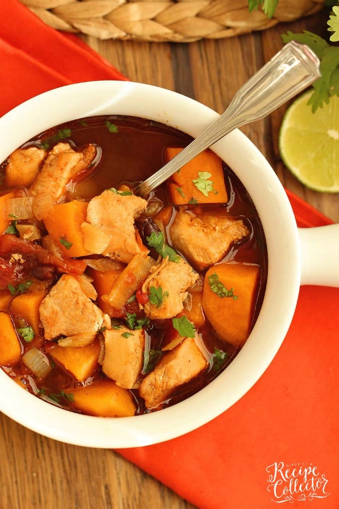 Mexican Chicken, Black Bean, & Sweet Potato Soup - An easy, healthy soup recipe idea perfect for cool winter months!