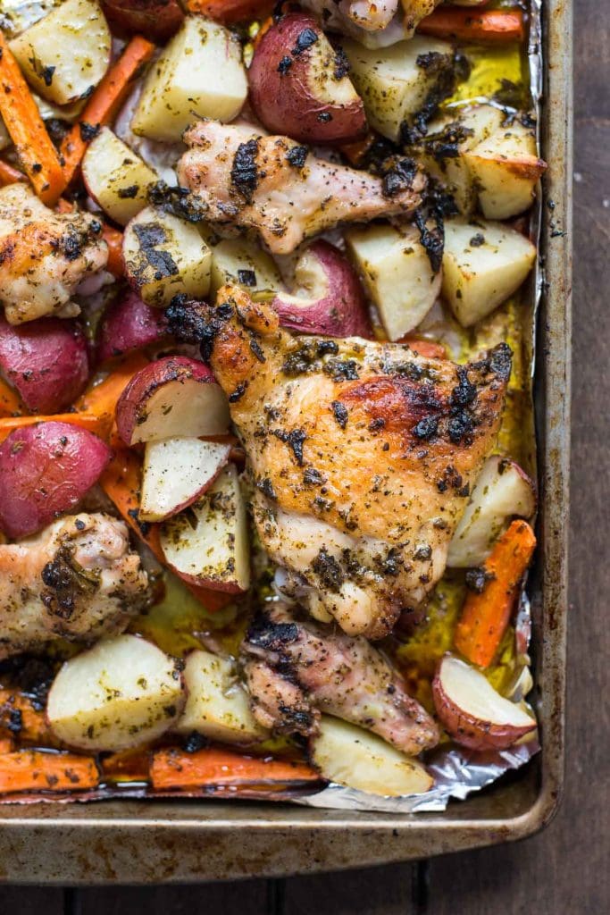 Sheet Pan Roasted Pesto Chicken & Vegetables