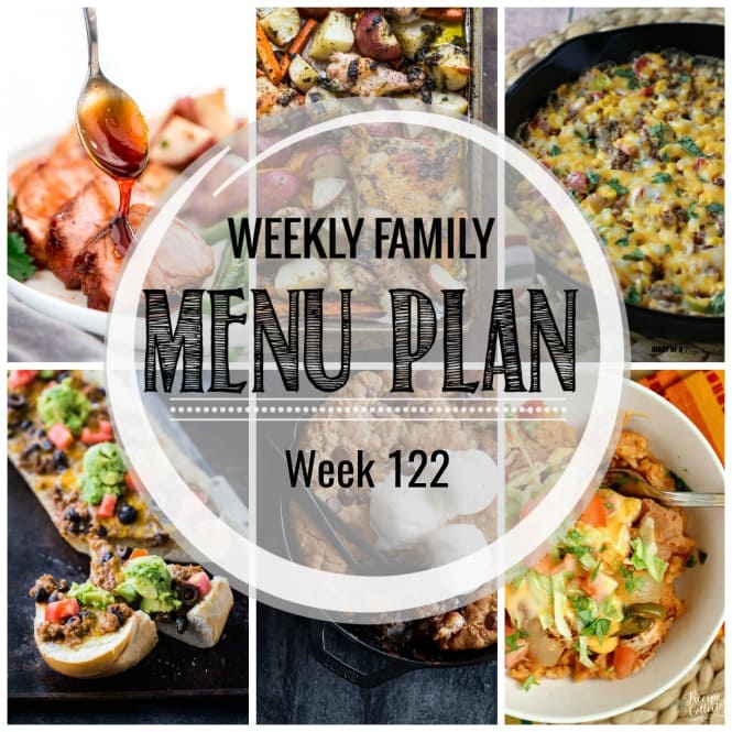 Weekly Family Meal Plan- Featuring several main dishes, a side dish, a soup, a breakfast, and two desserts!