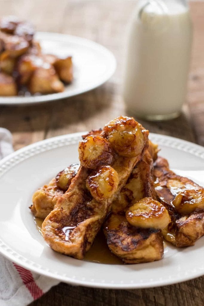 Challah French Toast Sticks with Caramelized Bananas