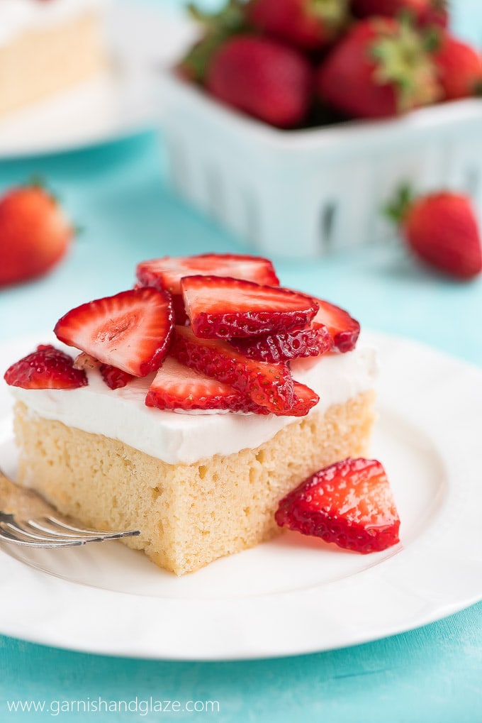 Strawberry Topped Tres Leches Cake