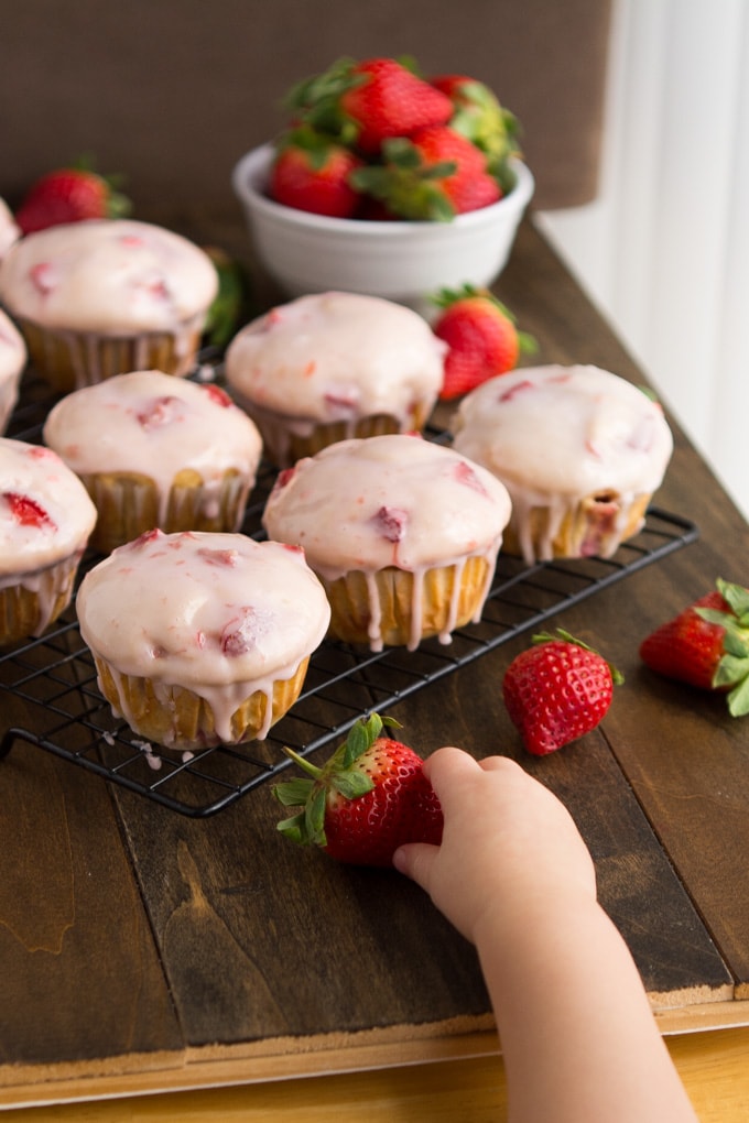 Glazed Strawberry Muffins