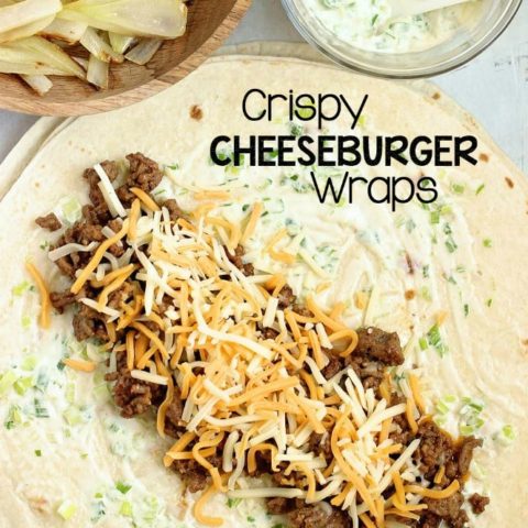 Crispy Cheeseburger Wraps - A crisp wrap filled with all the good cheeseburger fixings including smothered onions and a garlic and green onion mayo.