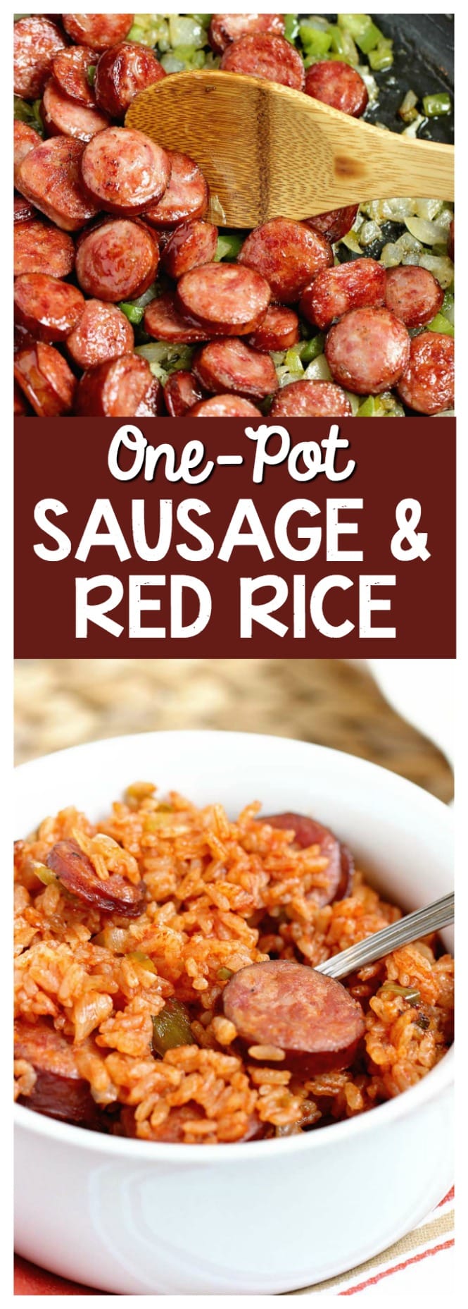 One-Pot Sausage and Red Rice - An easy creole recipe with only a few ingredients.  It's a delicious twist on Jambalaya!