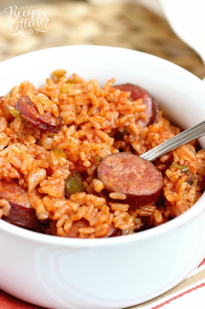 One-Pot Sausage and Red Rice - An easy creole recipe with only a few ingredients.  It's a delicious twist on Jambalaya!