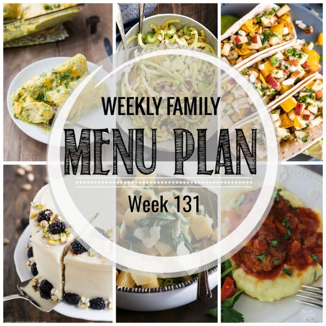 Weekly Family Meal Plan- Featuring several main dishes, a side dish, a soup, a breakfast, and two desserts!