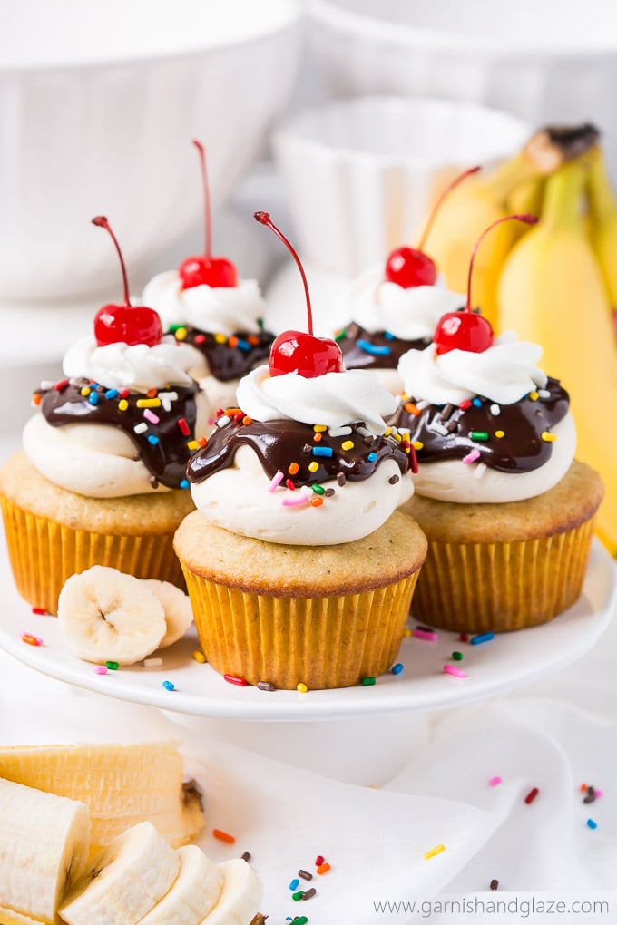 Banana Split Cupcakes