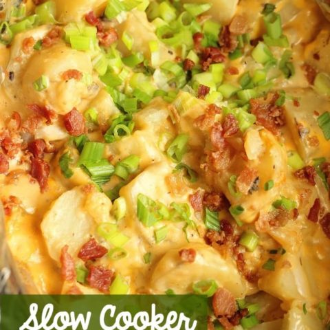 Slow Cooker Loaded Potatoes - An easy side dish recipe filled with all the yummy baked potato toppings and perfect for any time of year!