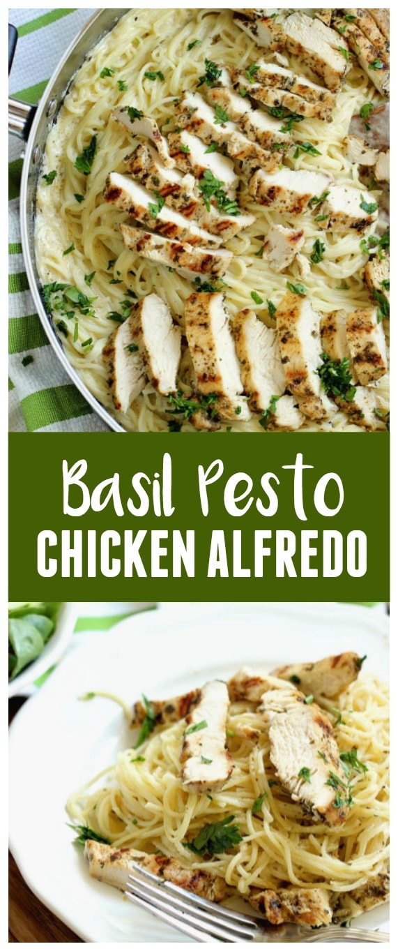 Basil Pesto Chicken Alfredo - An easy, delicious, and quick 30 minute chicken dinner recipe!