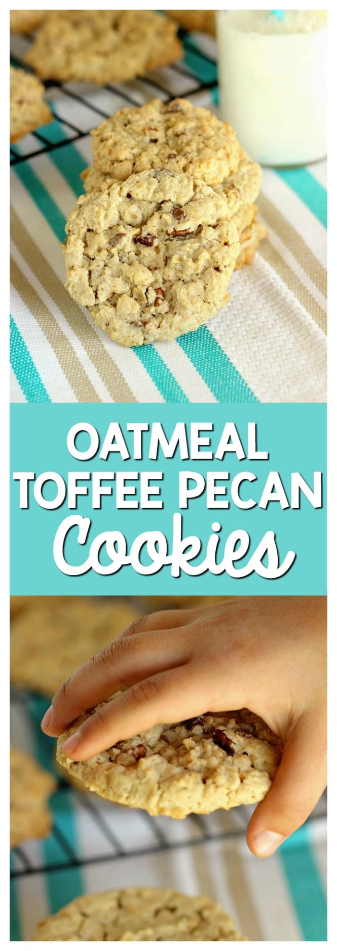 Oatmeal Toffee Pecan Cookies - A fuss-free delicious oatmeal cookie recipe.  No chilling required!