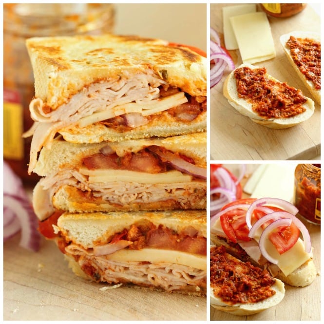 Sun-Dried Tomato Pesto Turkey Panini - An easy grilled sandwich recipe made easy and flavorful with sun-dried tomato pesto.