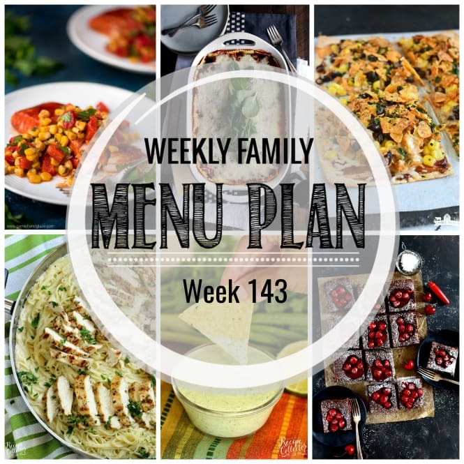 Weekly Family Meal Plan- Featuring several main dishes, a side dish, a soup, a breakfast, and two desserts!