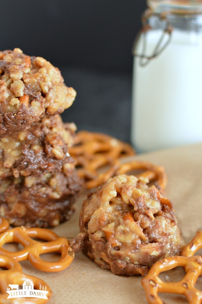 No Bake Peanut Butter Pretzel Cookies