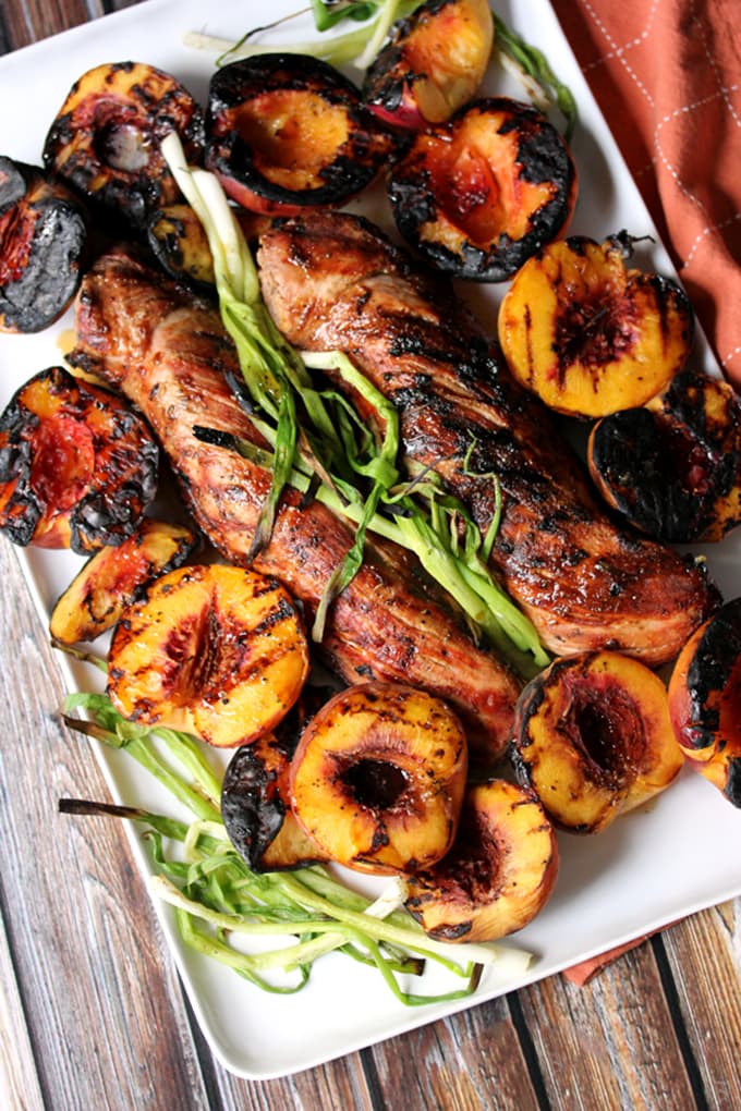 Honey Ginger Glazed Pork Tenderloin with Peaches