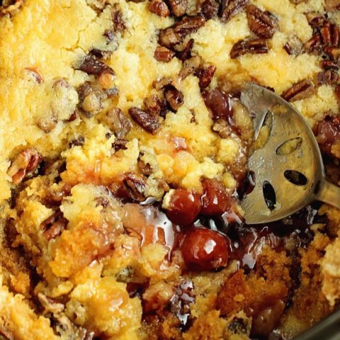 Slow Cooker Cherry Pineapple Dump Cake - No need to turn on the oven!  Let your slow cooker do all the work for this easy dessert recipe that let's you set it and forget it until its time to eat!