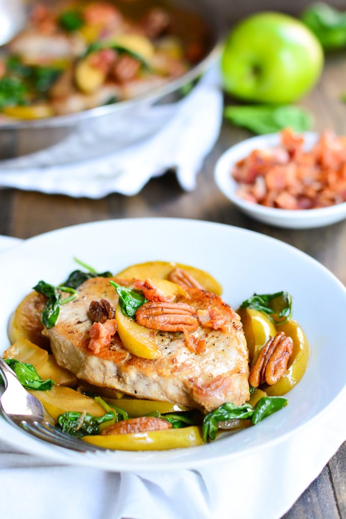 Apples & Spinach Pork Chops