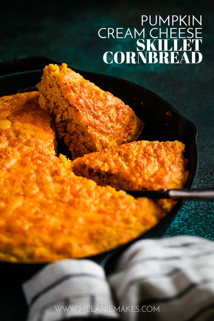 Pumpkin Cream Cheese Skillet Cornbread