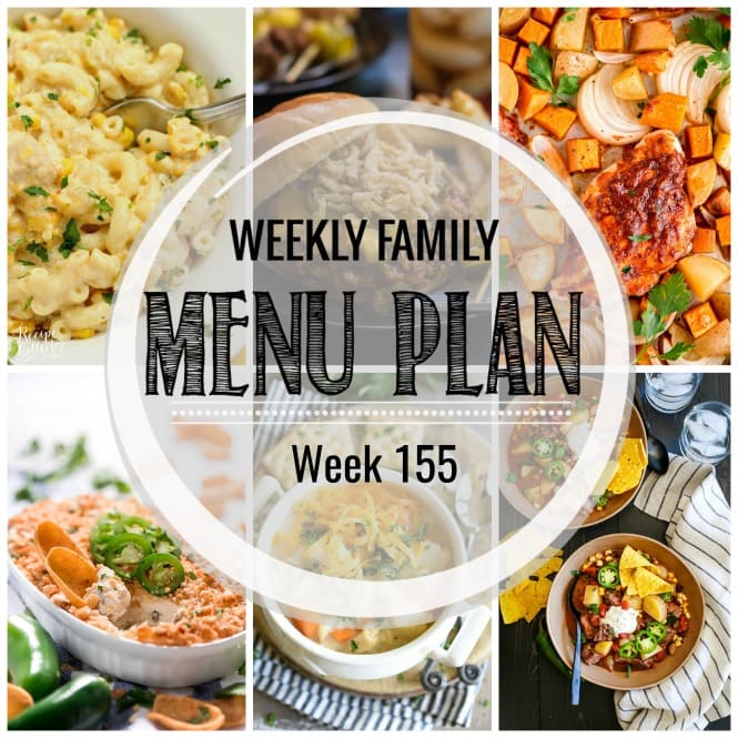 Weekly Family Meal Plan- Featuring several main dishes, a side dish, a soup, a breakfast, and two desserts!