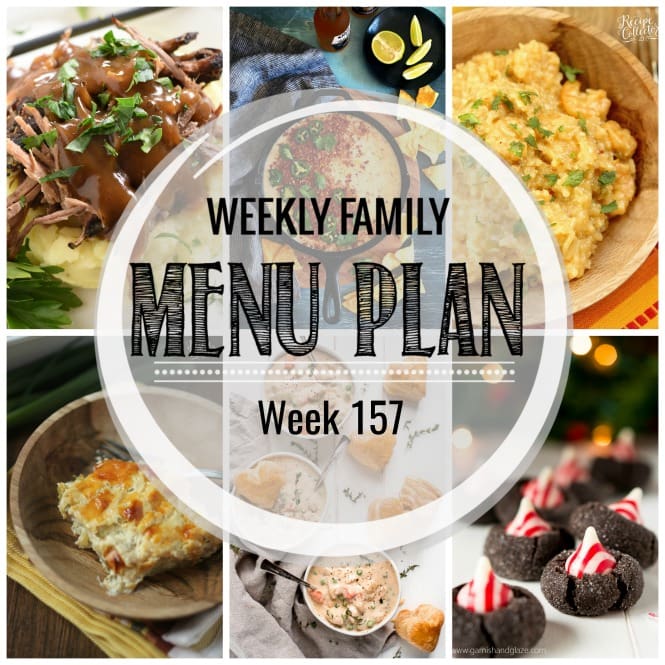 Weekly Family Meal Plan- Featuring several main dishes, a side dish, a soup, a breakfast, and two desserts!