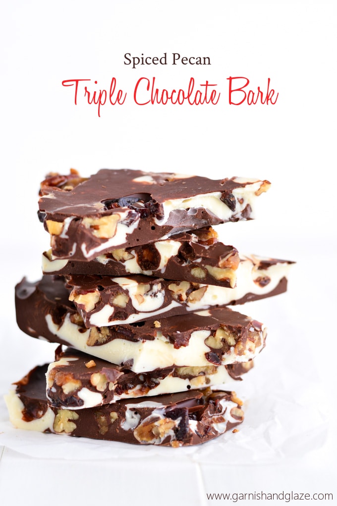 Spiced Pecan Triple Chocolate Bark