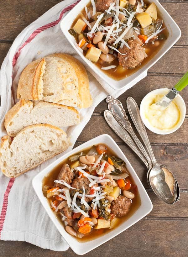 Slow Cooker Meatball Minestrone