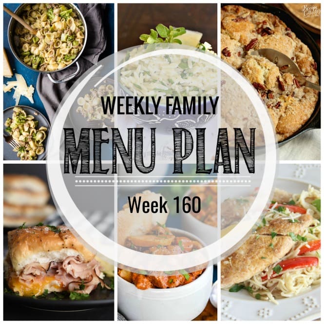 Weekly Family Meal Plan- Featuring several main dishes, a side dish, a soup, a breakfast, and two desserts!