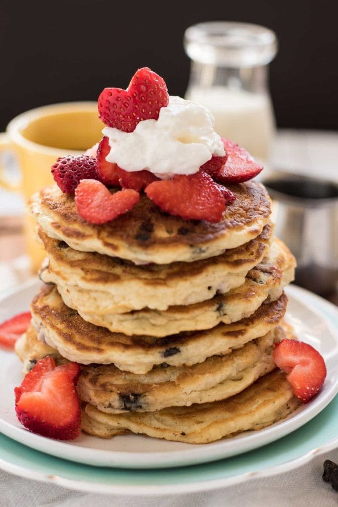 Strawberry Chocolate Chip Pancakes