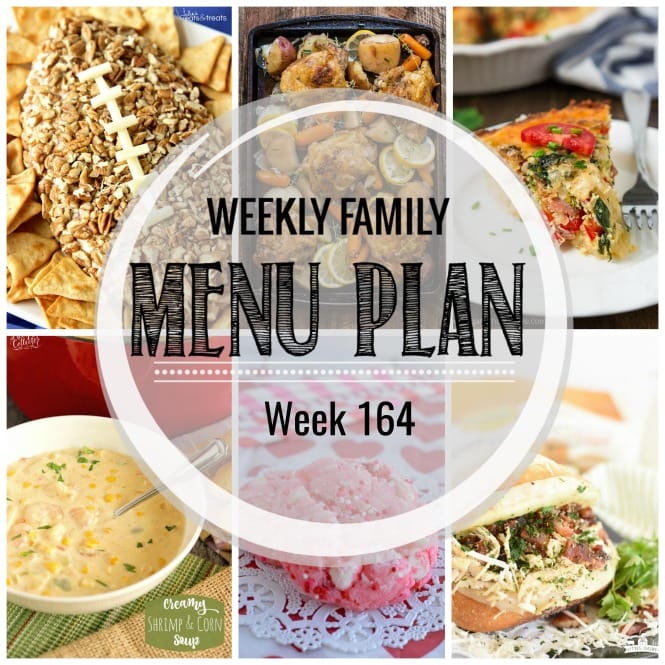 Weekly Family Meal Plan- Featuring several main dishes, a side dish, a soup, a breakfast, and two desserts!