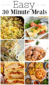 Weekly Family Meal Plan- Featuring several 30 Minute Meals that are perfect for busy weeknights!