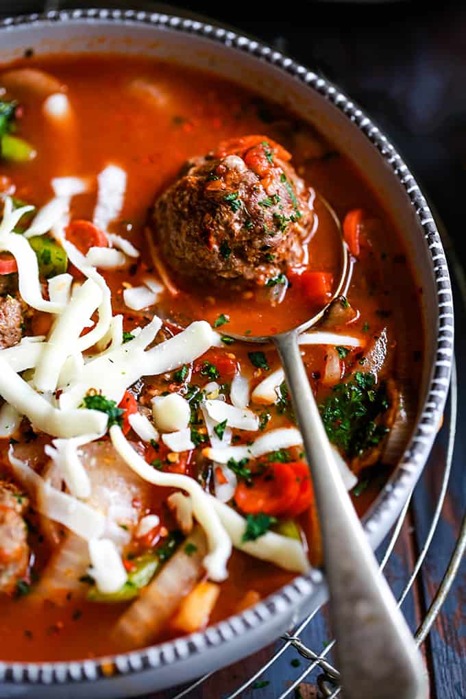 Meatball Pizza Soup